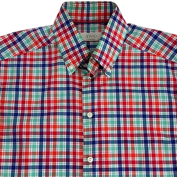 Eton of Sweden Stunning York Plaid Contemporary Fit Button Down L/S Size 39/15.5 - Picture 2 of 7